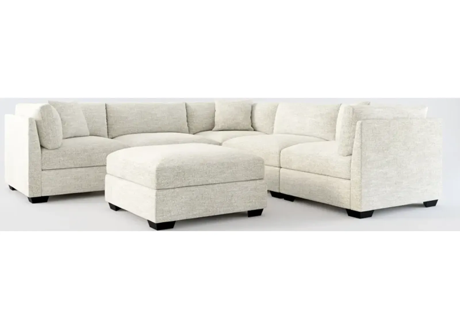 Beckham Foam Comfort 5-Piece Sectional and Ottoman - M Ivory