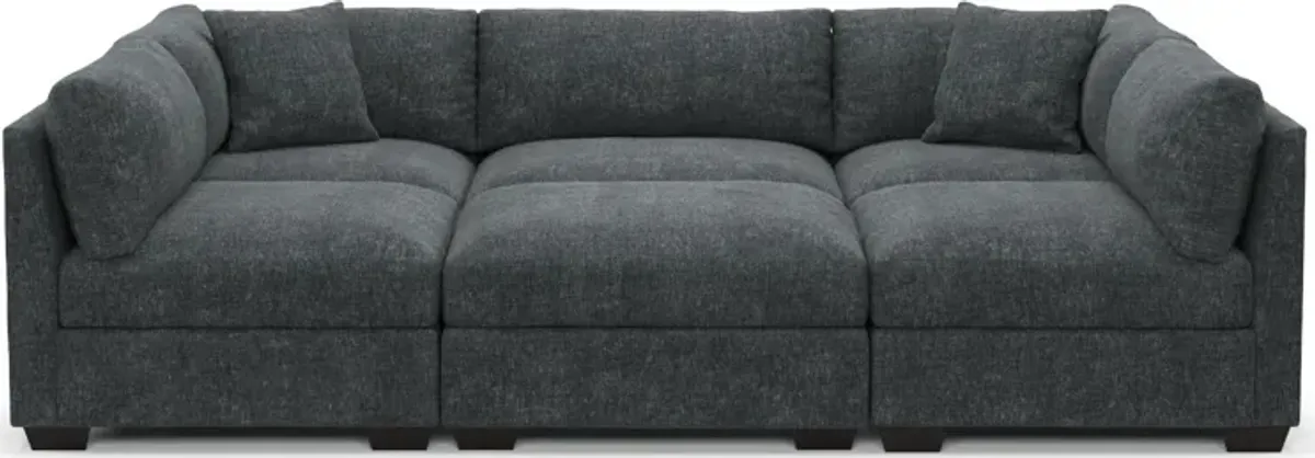 Beckham Foam Comfort 6-Piece Pit Sectional  - Contessa Shadow