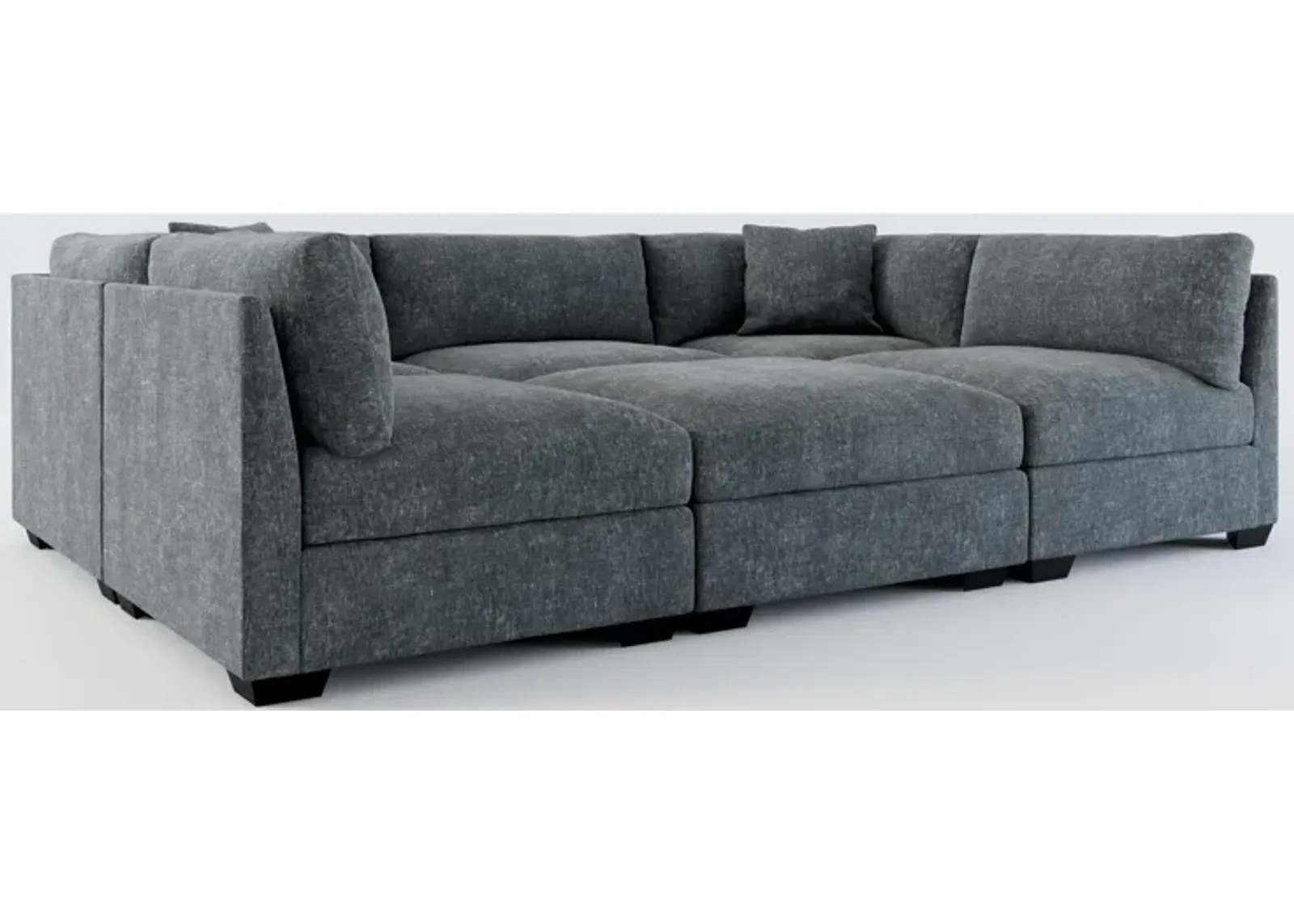 Beckham Foam Comfort 6-Piece Pit Sectional  - Contessa Shadow