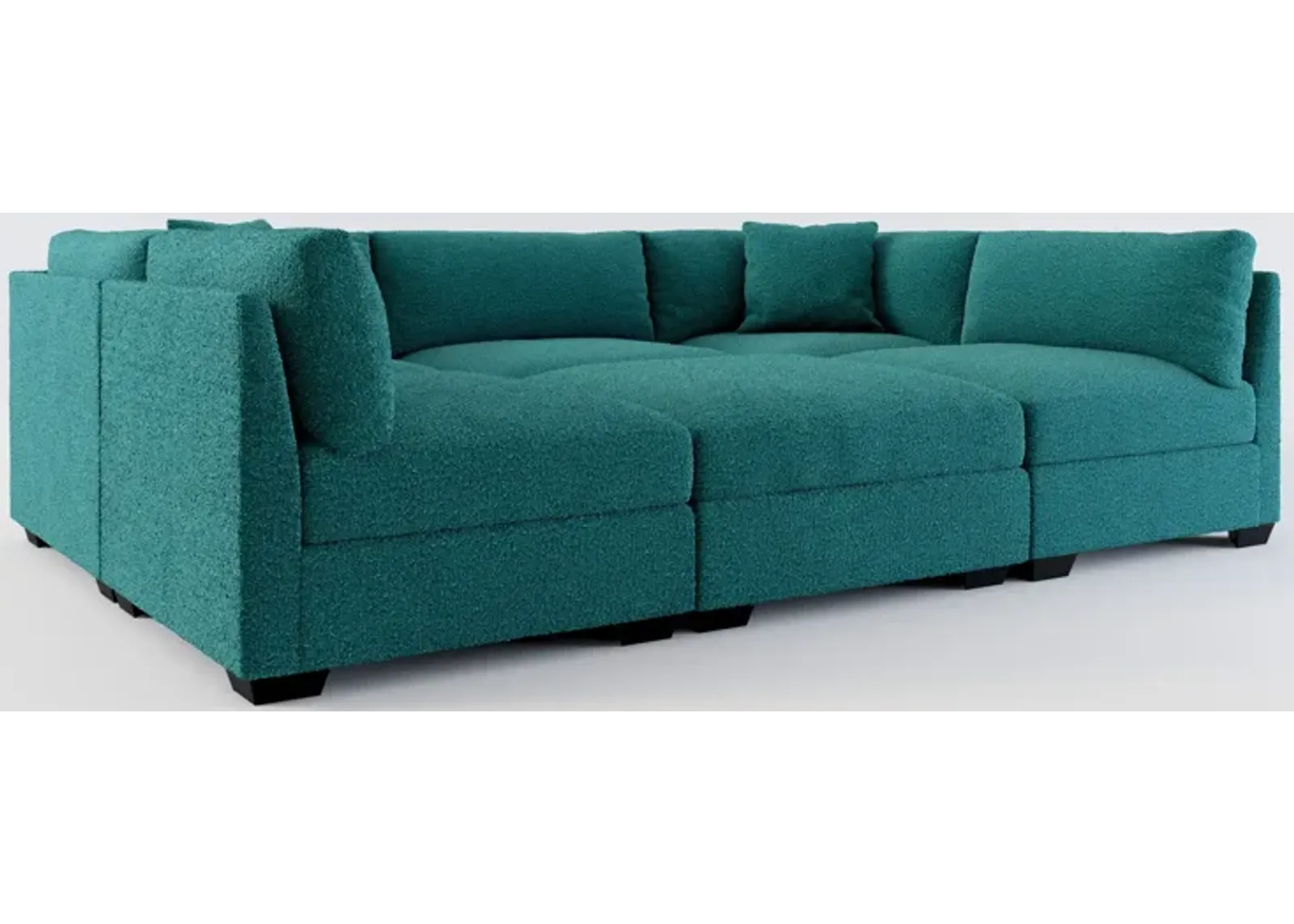 Beckham Foam Comfort 6-Piece Pit Sectional - Bloke Peacock