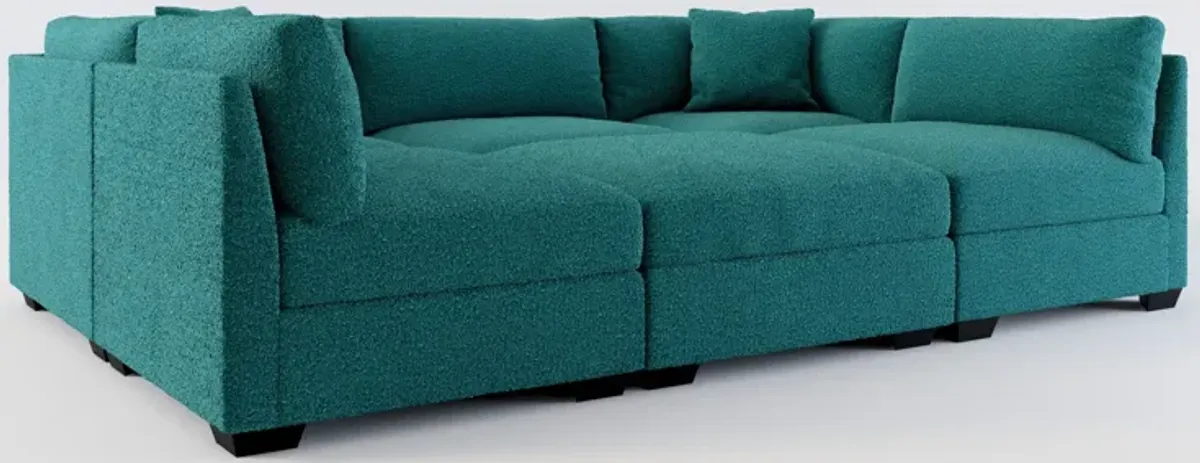 Beckham Foam Comfort 6-Piece Pit Sectional - Bloke Peacock