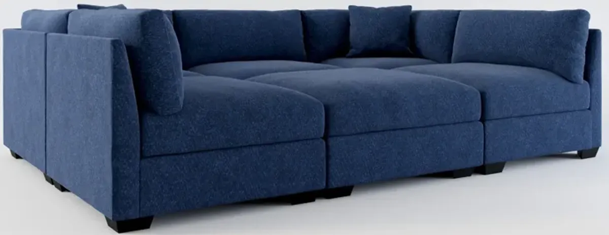 Beckham Foam Comfort 6-Piece Pit Sectional  - Oslo Navy