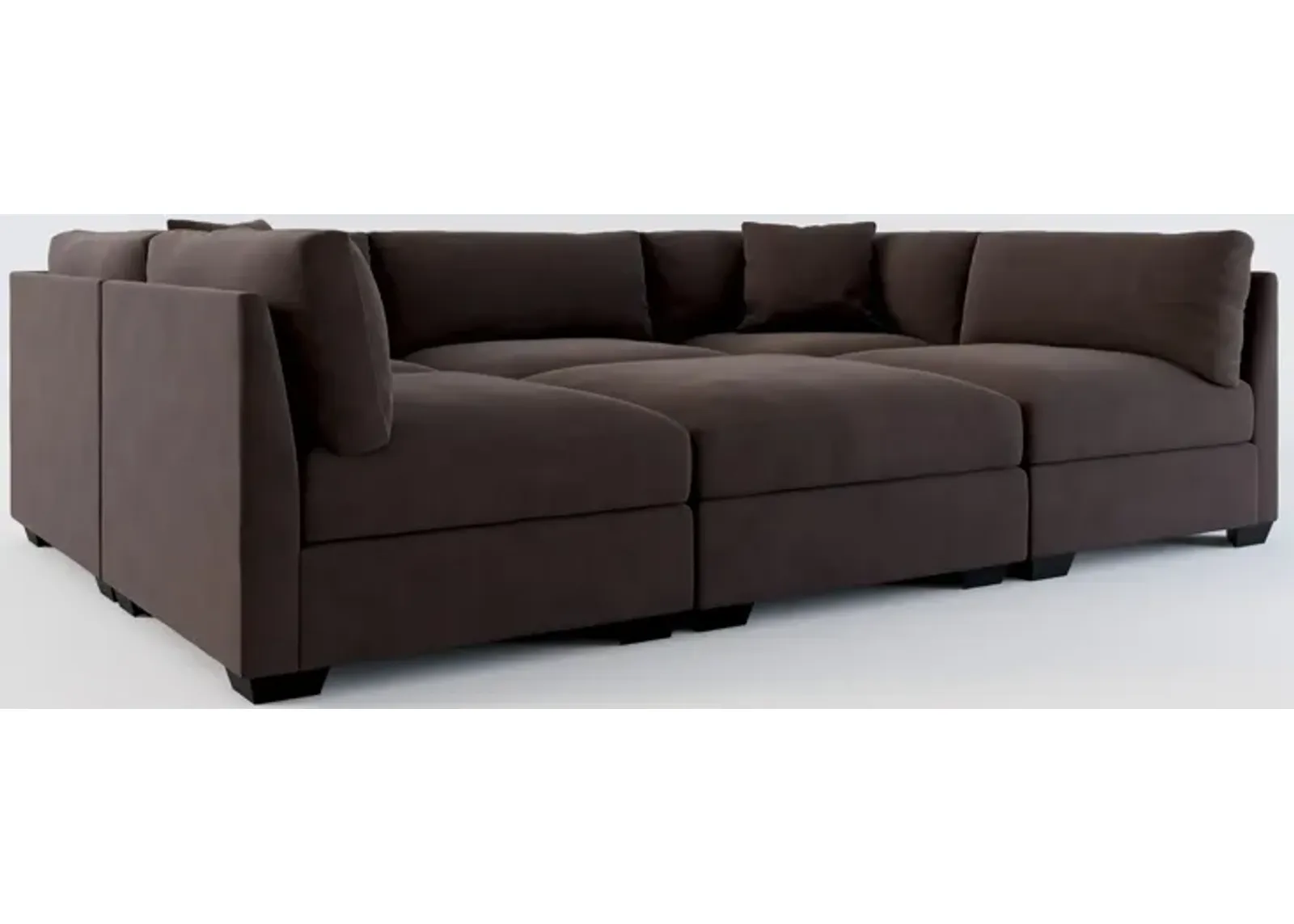 Beckham Foam Comfort 6-Piece Pit Sectional - Merrimac Dark Brown