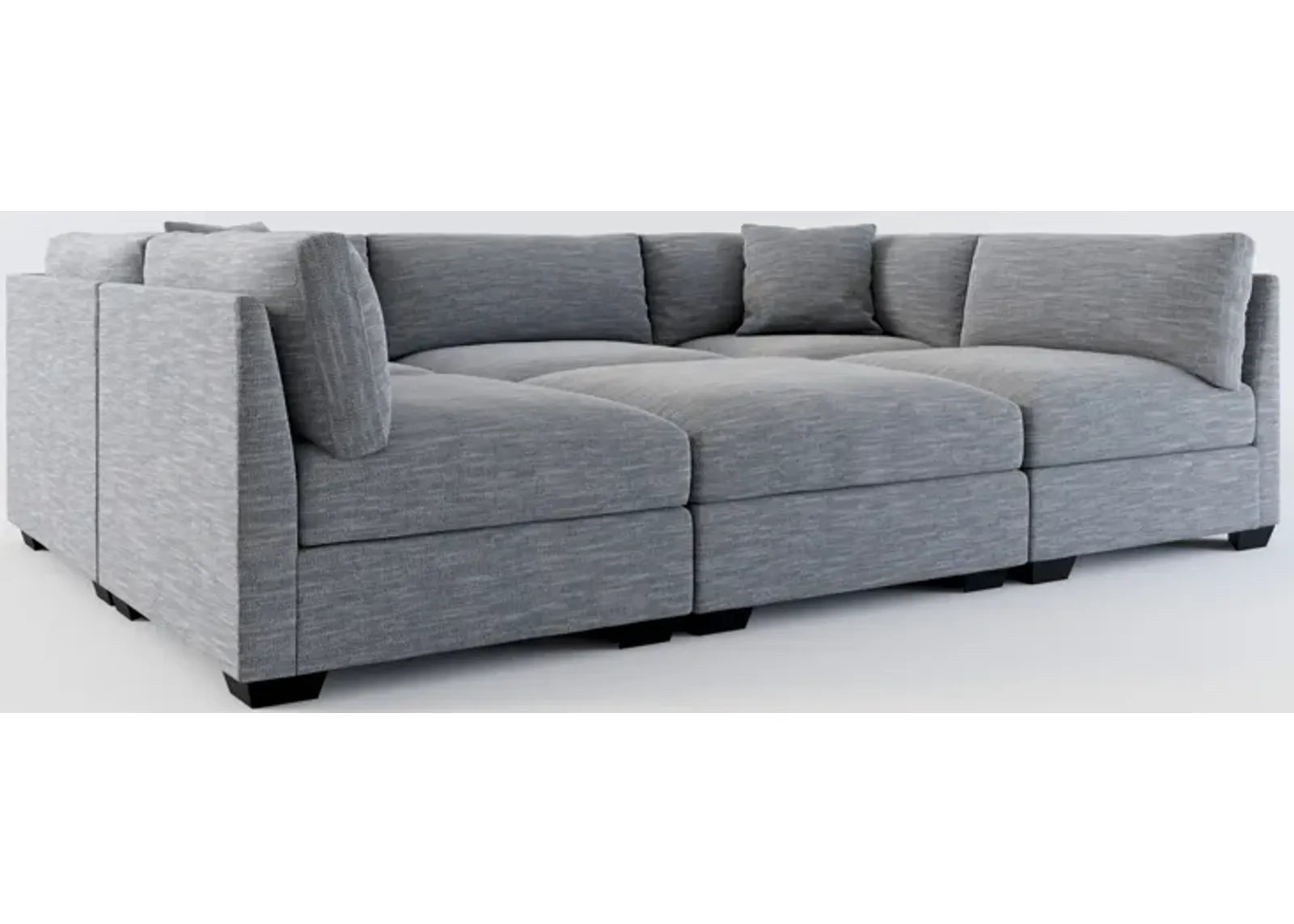 Beckham Foam Comfort 6-Piece Pit Sectional  - Dudley Indigo