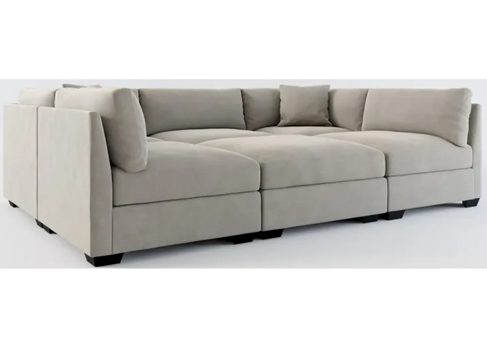 Beckham Foam Comfort 6-Piece Pit Sectional  - Abington Fog