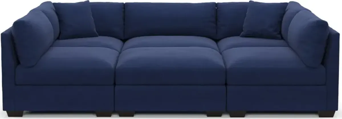 Beckham Foam Comfort 6-Piece Pit Sectional  - Abington Indigo