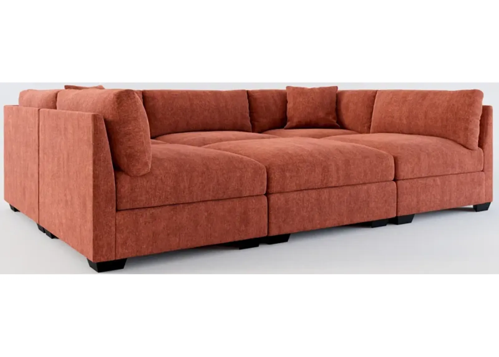 Beckham Foam Comfort 6-Piece Pit Sectional  - Contessa Paprika