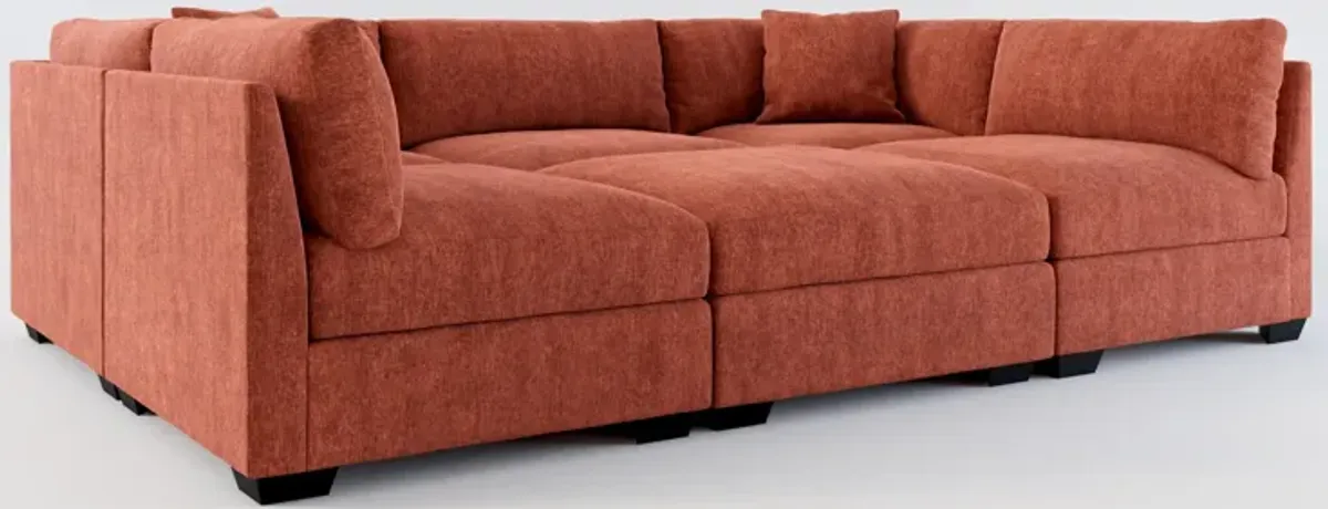 Beckham Foam Comfort 6-Piece Pit Sectional  - Contessa Paprika