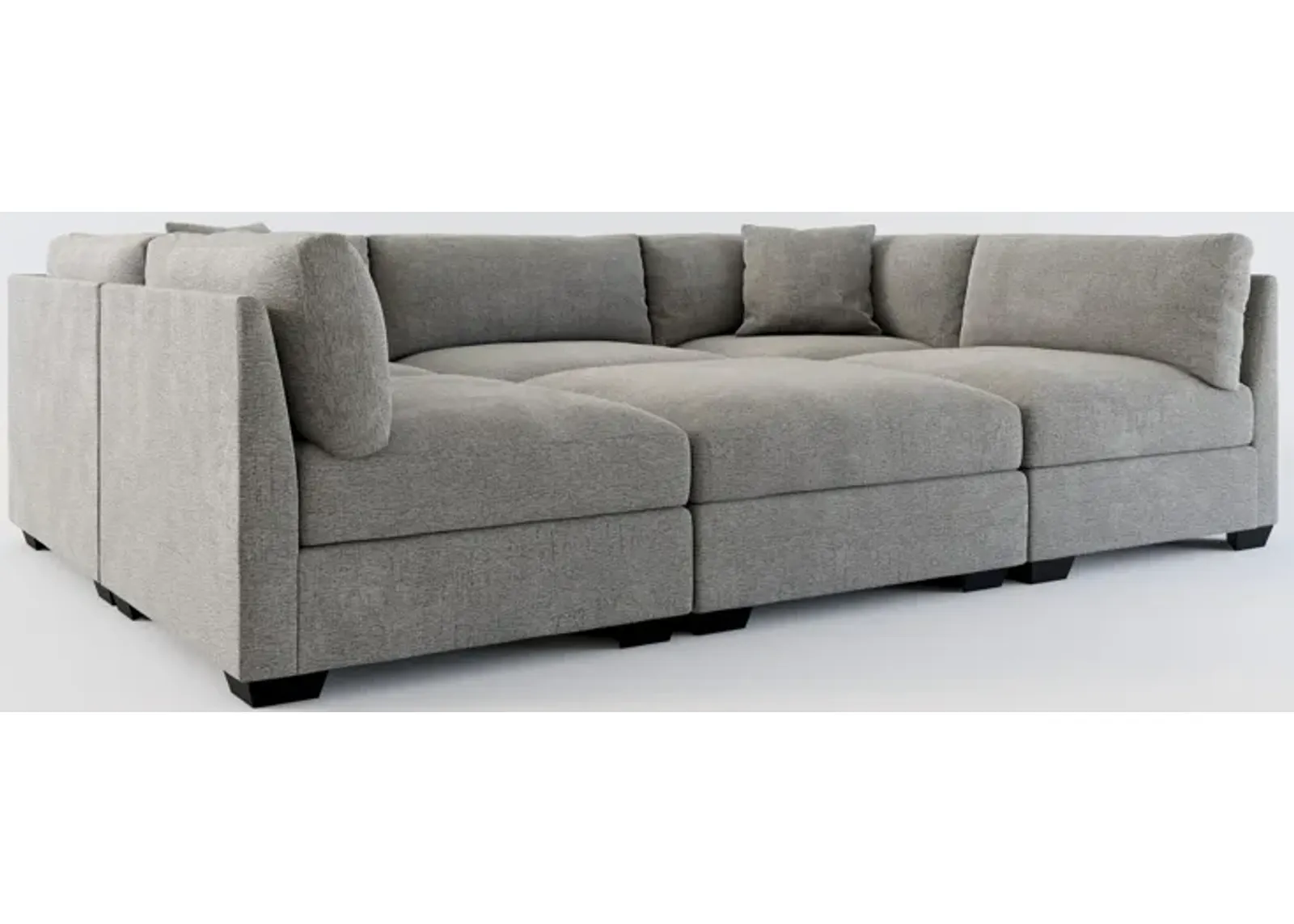 Beckham Foam Comfort 6-Piece Pit Sectional  - Living Large Charcoal