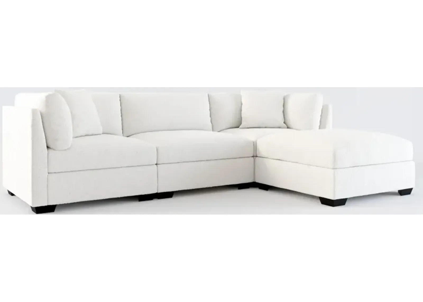 Beckham Hybrid Comfort 3-Piece Sofa and Ottoman - Bloke Snow