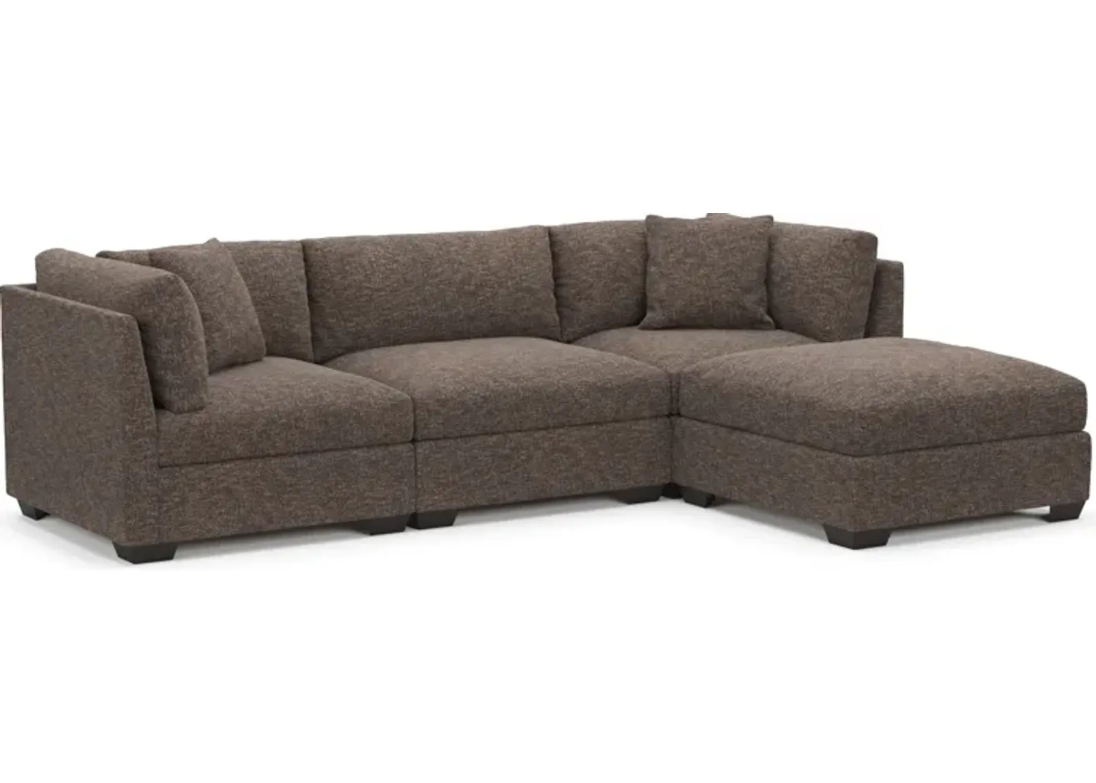 Beckham Hybrid Comfort 3-Piece Sofa and Ottoman - M Walnut