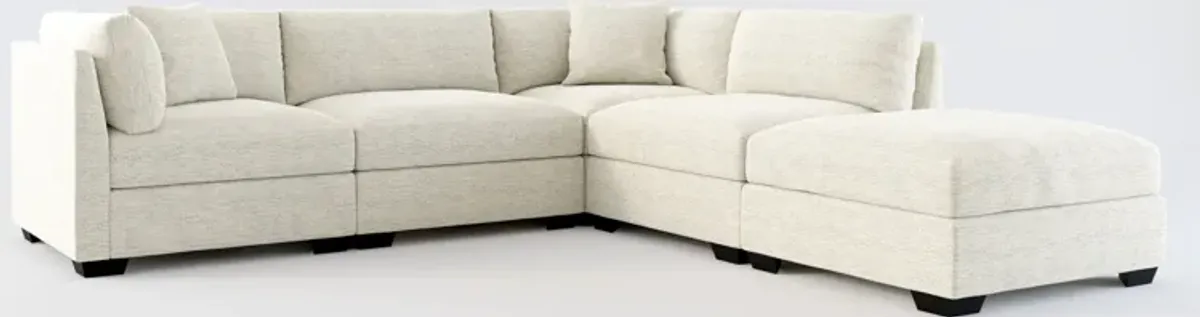 Beckham Hybrid Comfort 4-Piece Sectional and Ottoman - Merino Chalk