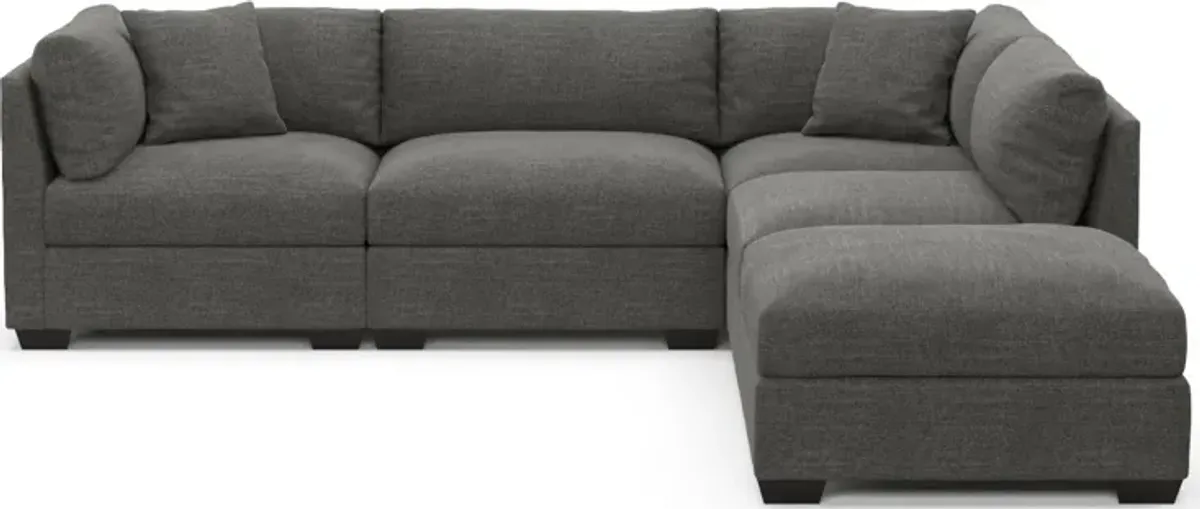 Beckham Hybrid Comfort 4-Piece Sectional and Ottoman - Curious Charcoal