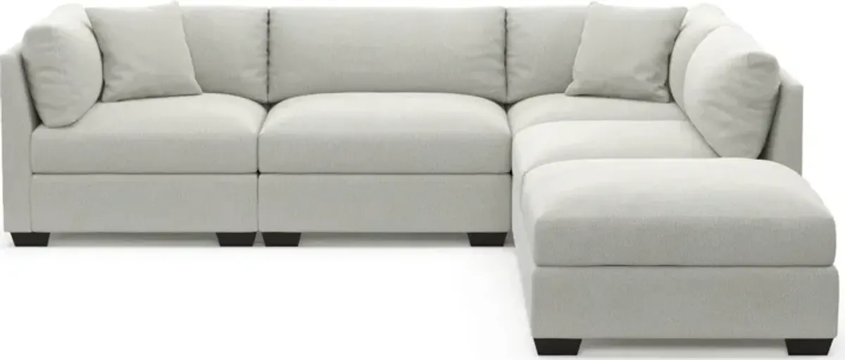 Beckham Hybrid Comfort 4-Piece Sectional and Ottoman - Oslo Snow