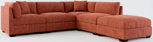 Beckham Hybrid Comfort 4-Piece Sectional and Ottoman - Contessa Paprika