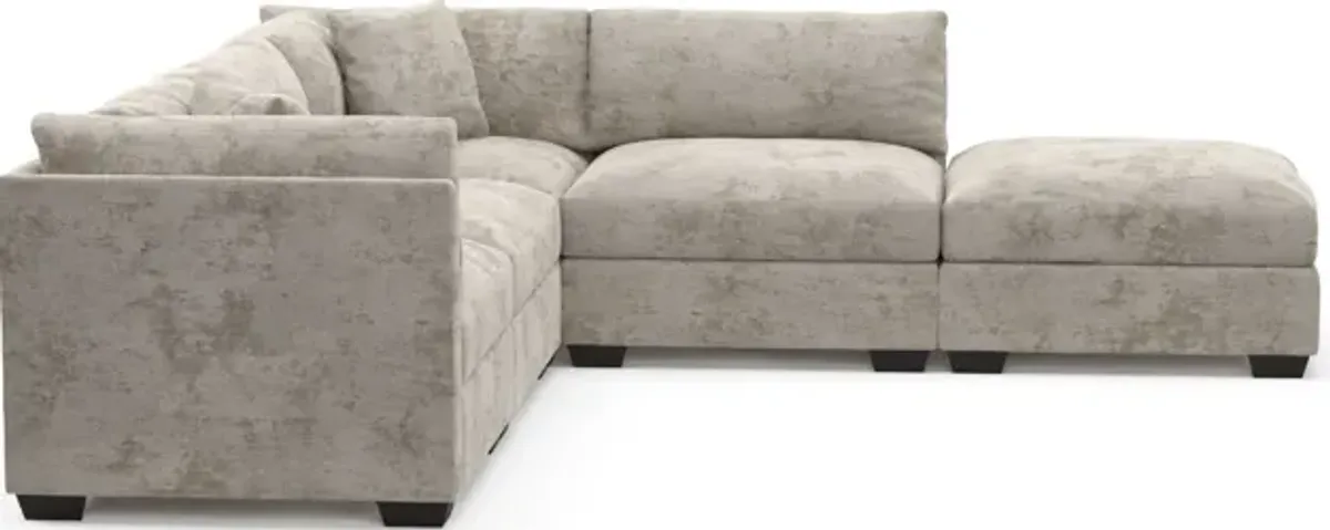 Beckham Hybrid Comfort 4-Piece Sectional and Ottoman - Hearth Cement