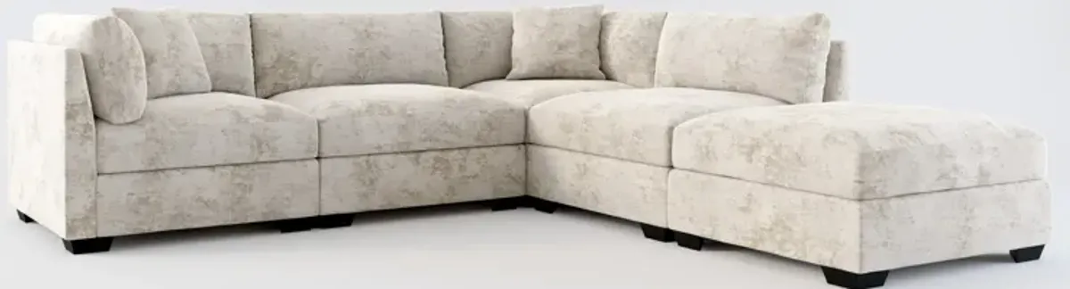 Beckham Hybrid Comfort 4-Piece Sectional and Ottoman - Hearth Cement