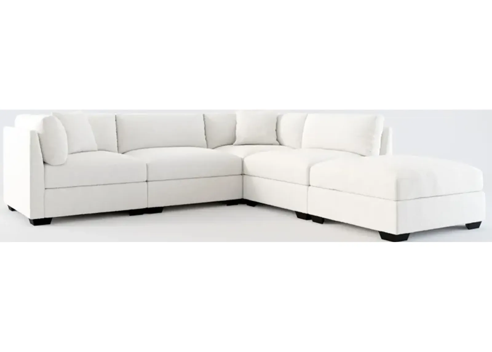 Beckham Hybrid Comfort 4-Piece Sectional and Ottoman - Bloke Snow