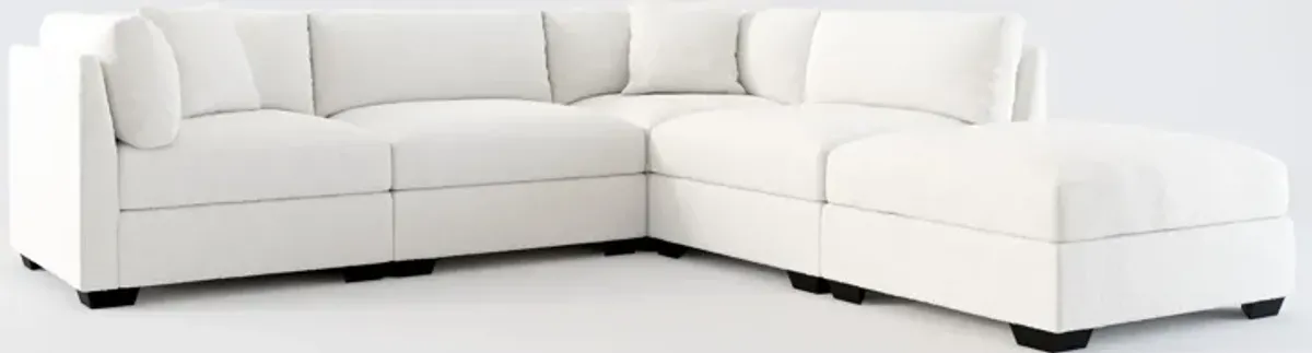 Beckham Hybrid Comfort 4-Piece Sectional and Ottoman - Bloke Snow