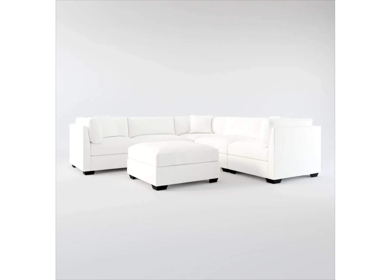 Beckham Hybrid Comfort 5-Piece Sectional and Ottoman - Contessa Vanilla