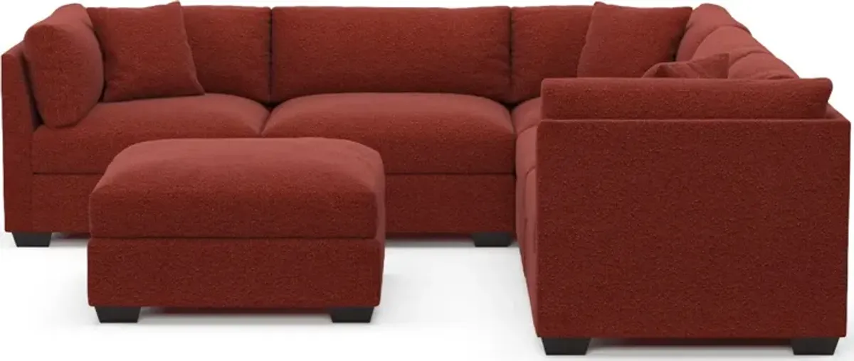 Beckham Hybrid Comfort 5-Piece Sectional and Ottoman - Bloke Brick