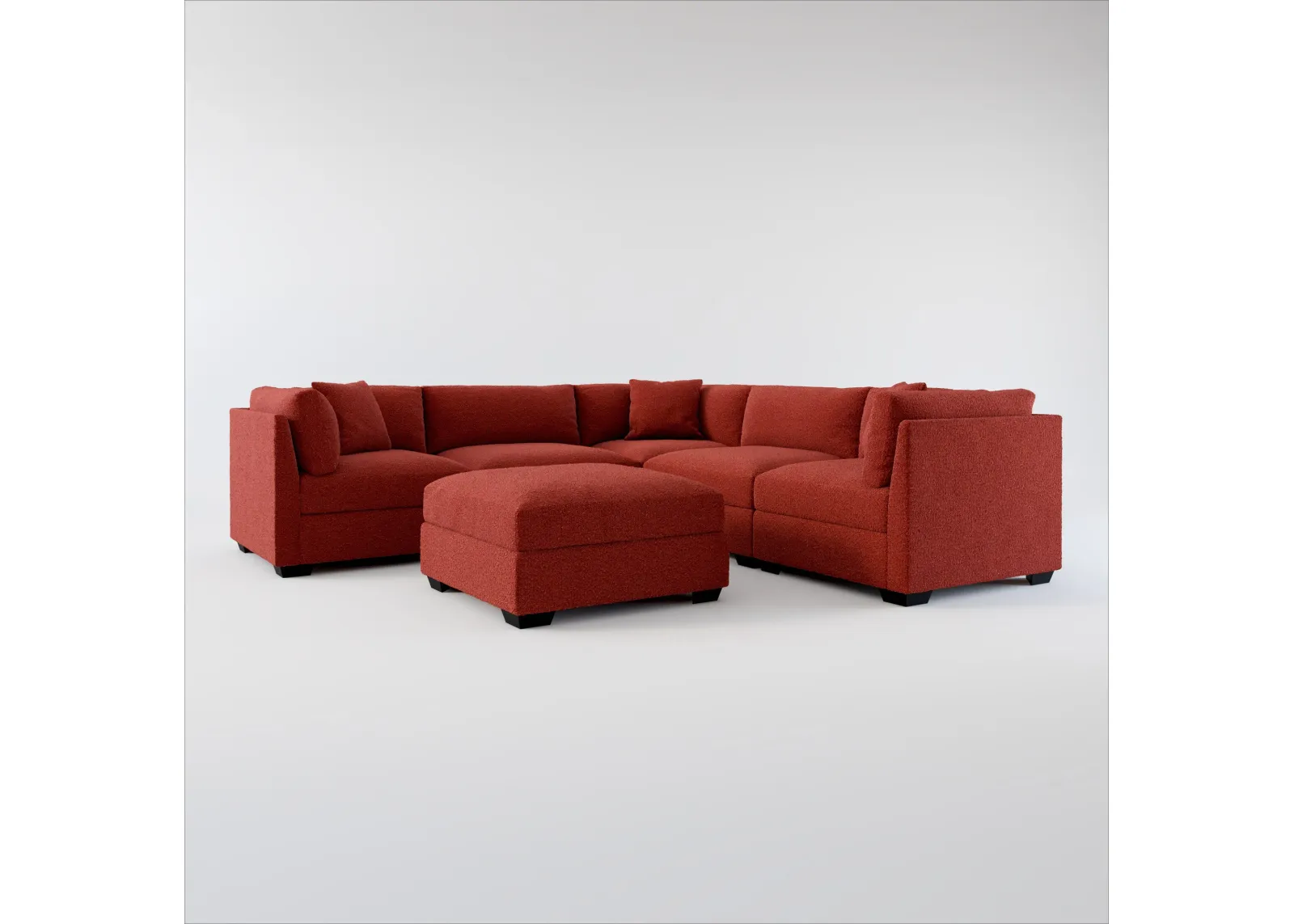 Beckham Hybrid Comfort 5-Piece Sectional and Ottoman - Bloke Brick