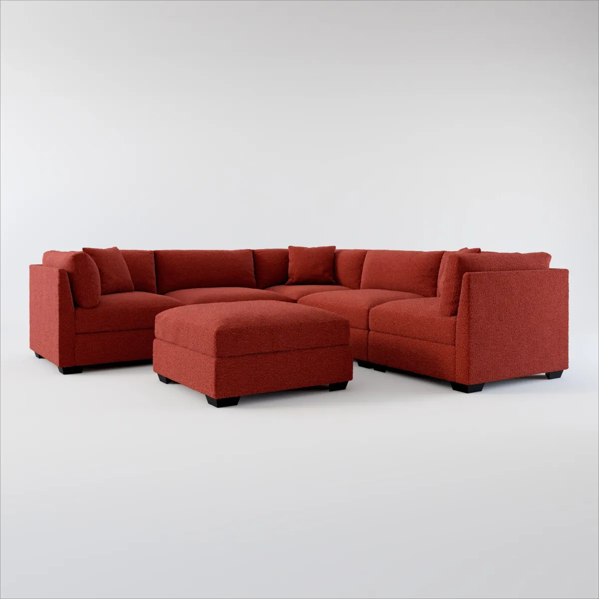 Beckham Hybrid Comfort 5-Piece Sectional and Ottoman - Bloke Brick