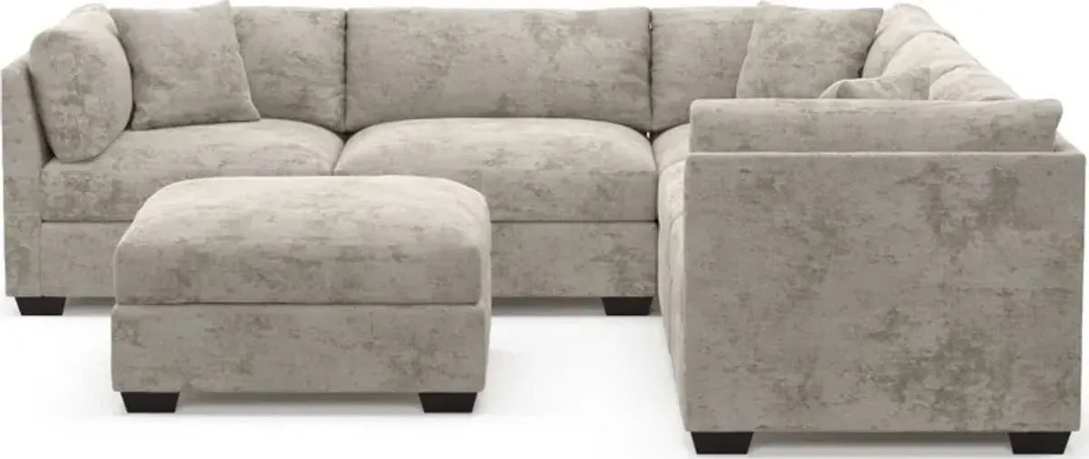 Beckham Hybrid Comfort 5-Piece Sectional and Ottoman - Hearth Cement