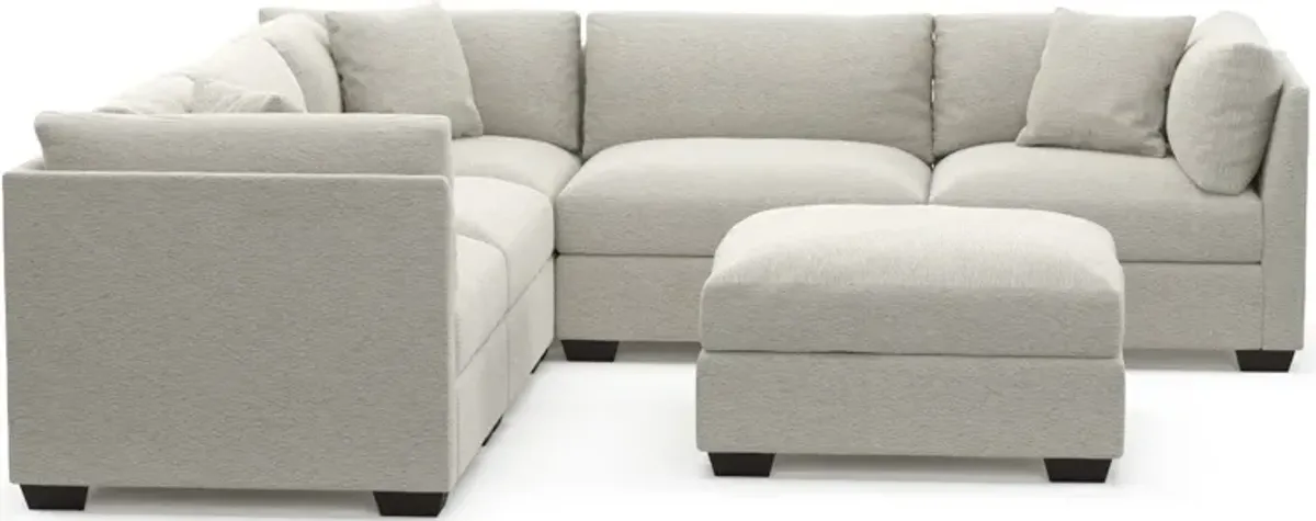 Beckham Hybrid Comfort 5-Piece Sectional and Ottoman - Everton Grey