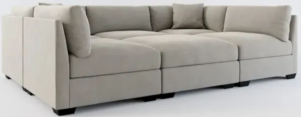 Beckham Hybrid Comfort 6-Piece Pit Sectional  - Abington Fog