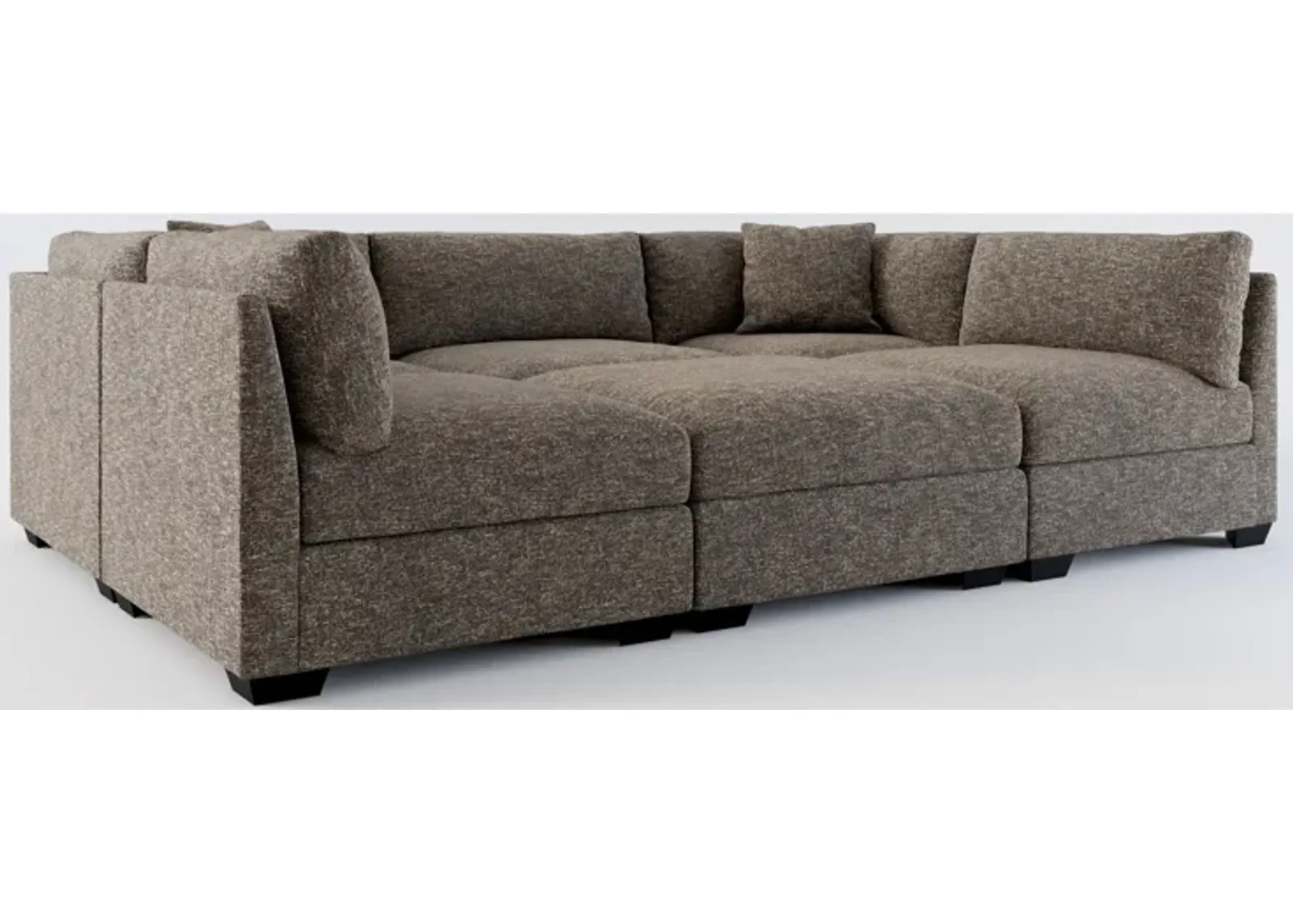 Beckham Hybrid Comfort 6-Piece Pit Sectional - M Walnut