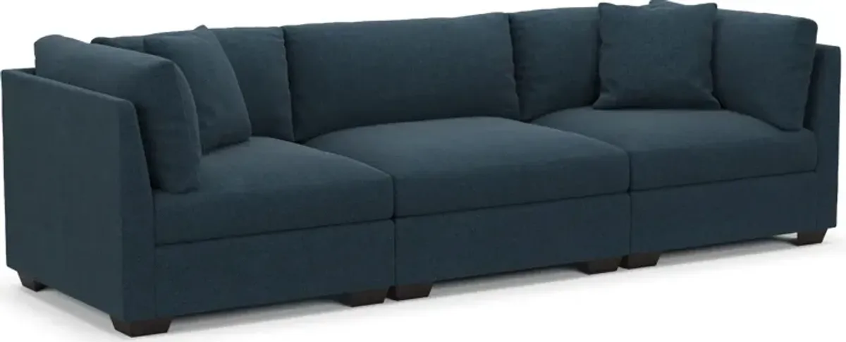 Beckham Foam Comfort 3-Piece Sofa - Broderick Indigo