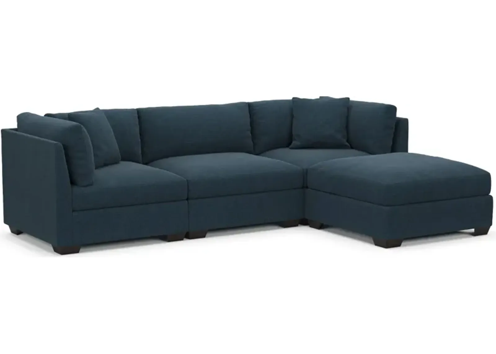 Beckham Foam Comfort 3-Piece Sofa and Ottoman - Broderick Indigo