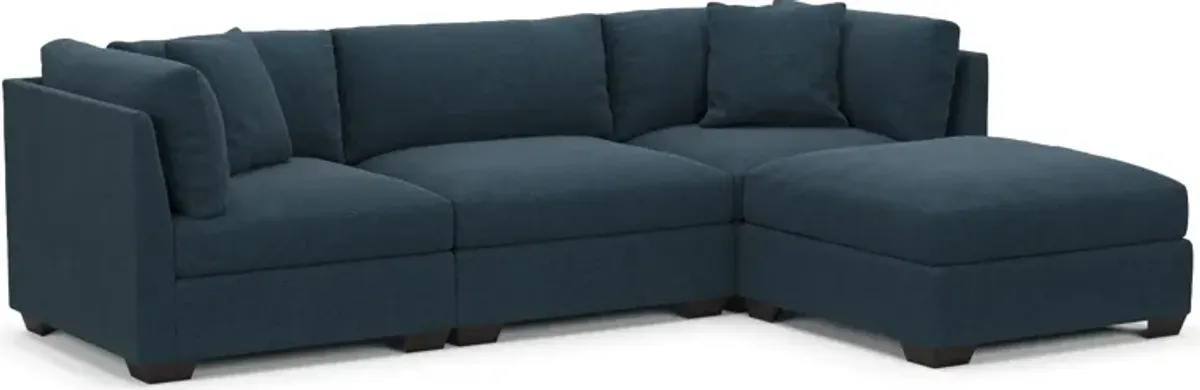 Beckham Foam Comfort 3-Piece Sofa and Ottoman - Broderick Indigo