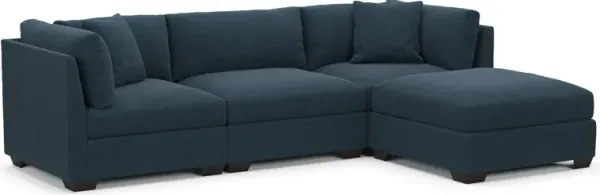 Beckham Foam Comfort 3-Piece Sofa and Ottoman - Broderick Indigo