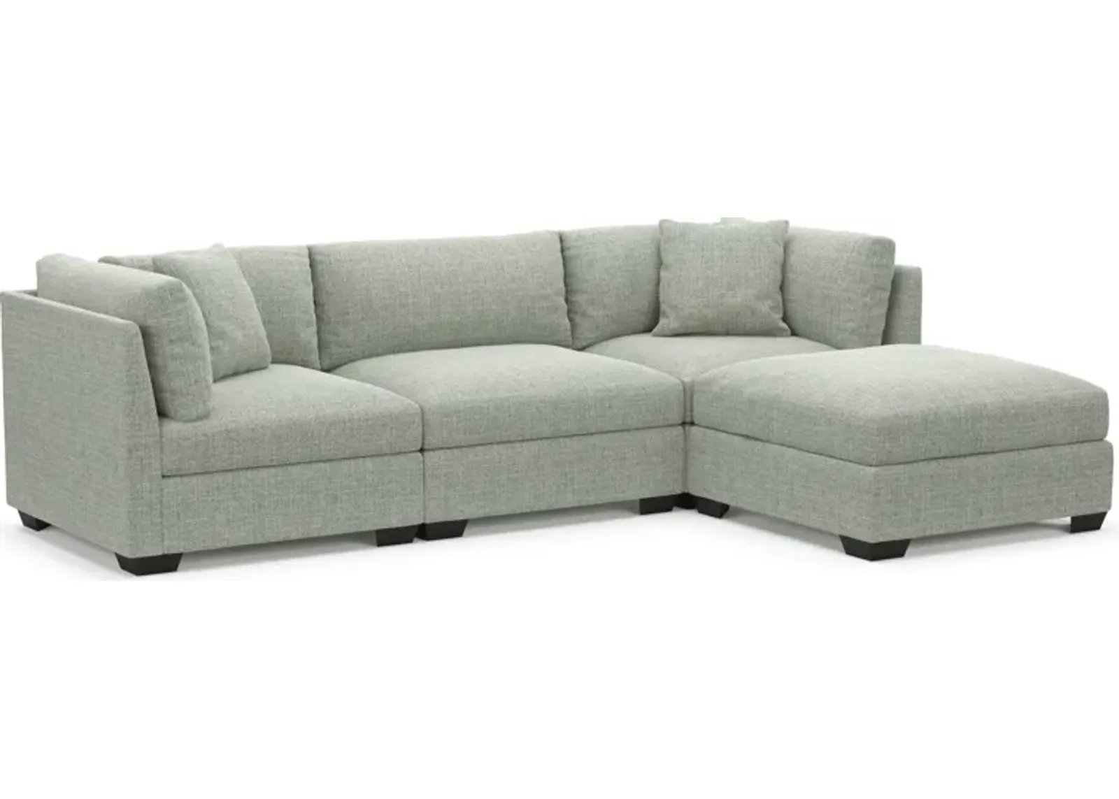 Beckham Foam Comfort 3-Piece Sofa and Ottoman - Broderick Sea Glass