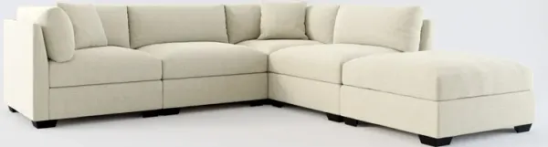 Beckham Foam Comfort 4-Piece Sectional and Ottoman - Broderick Charcoal