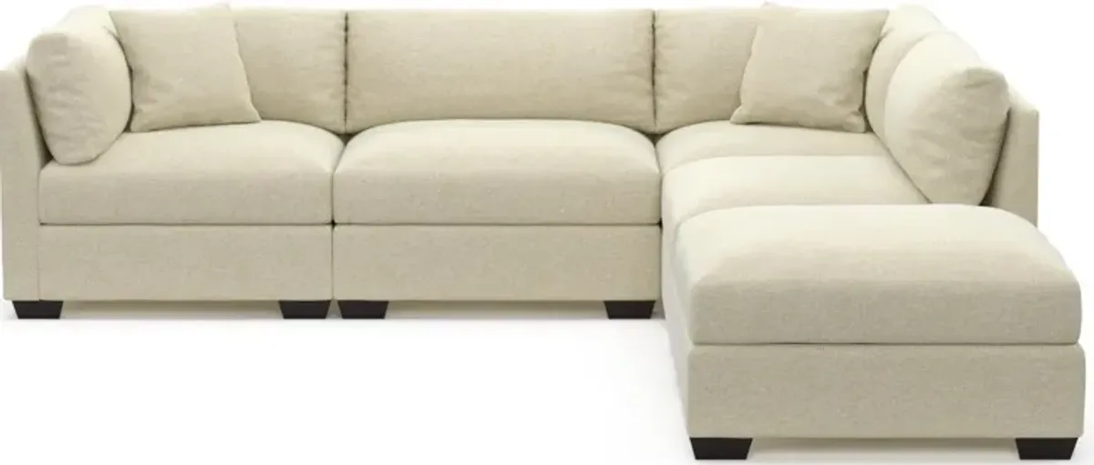 Beckham Foam Comfort 4-Piece Sectional and Ottoman - Bridger Shell