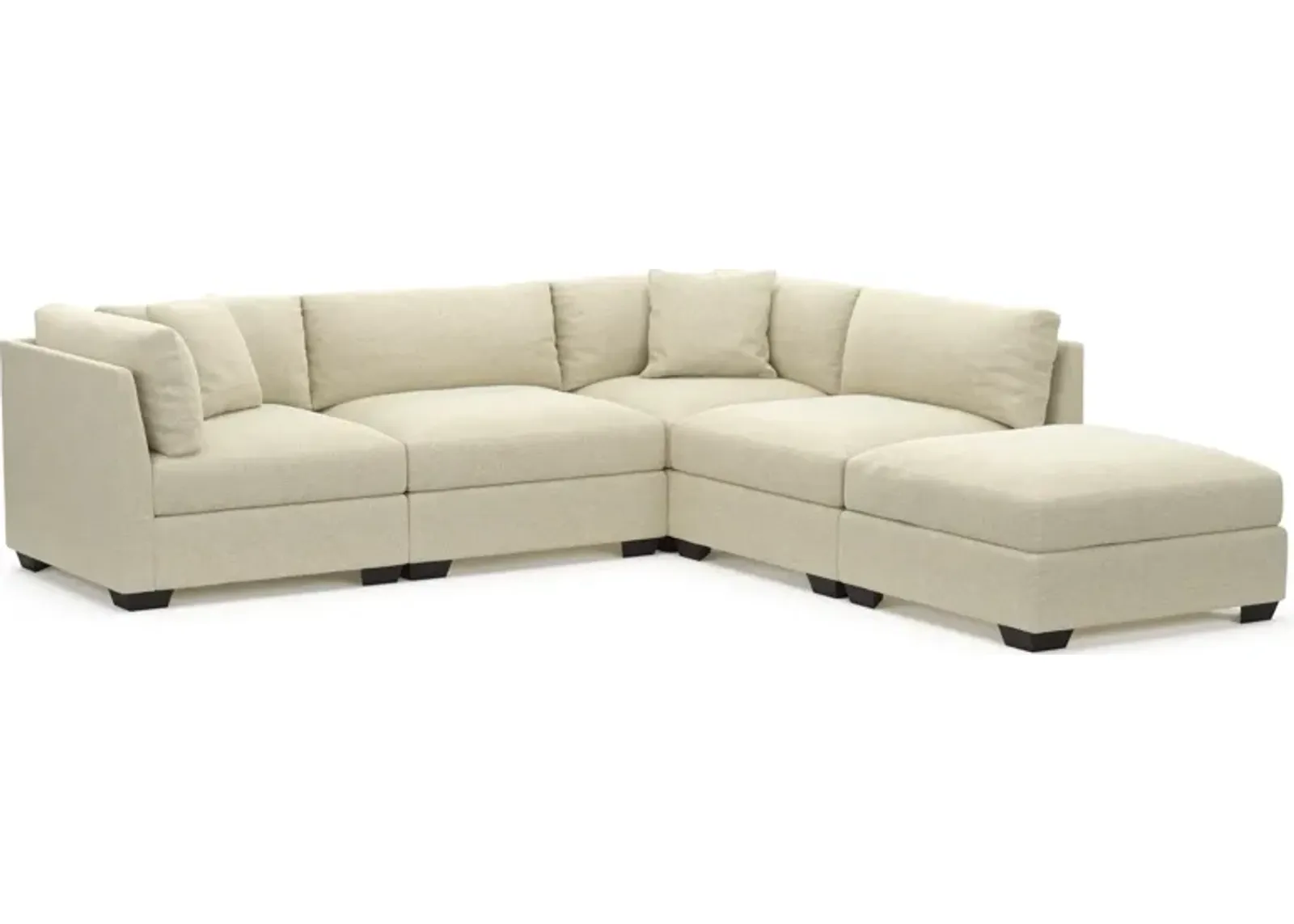 Beckham Foam Comfort 4-Piece Sectional and Ottoman - Bridger Shell