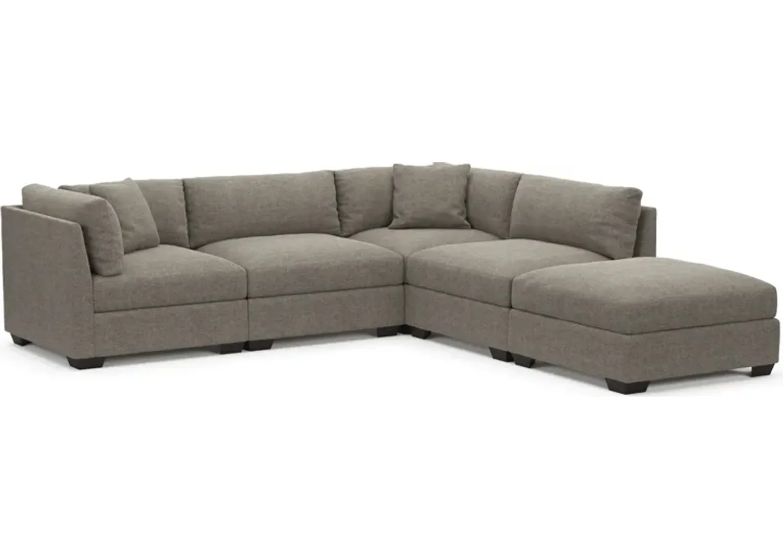 Beckham Foam Comfort 4-Piece Sectional and Ottoman - Bridger Metal