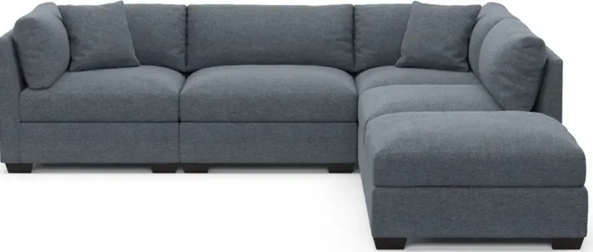 Beckham Foam Comfort 4-Piece Sectional and Ottoman - Bridger Navy