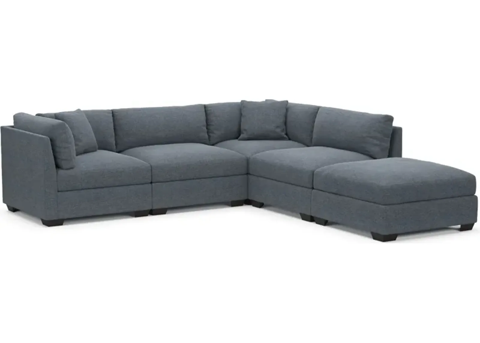 Beckham Foam Comfort 4-Piece Sectional and Ottoman - Bridger Navy