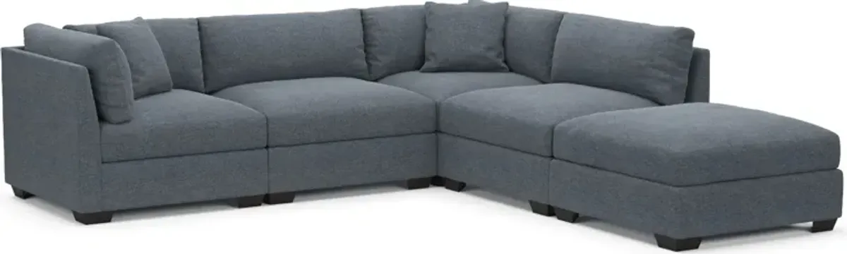 Beckham Foam Comfort 4-Piece Sectional and Ottoman - Bridger Navy