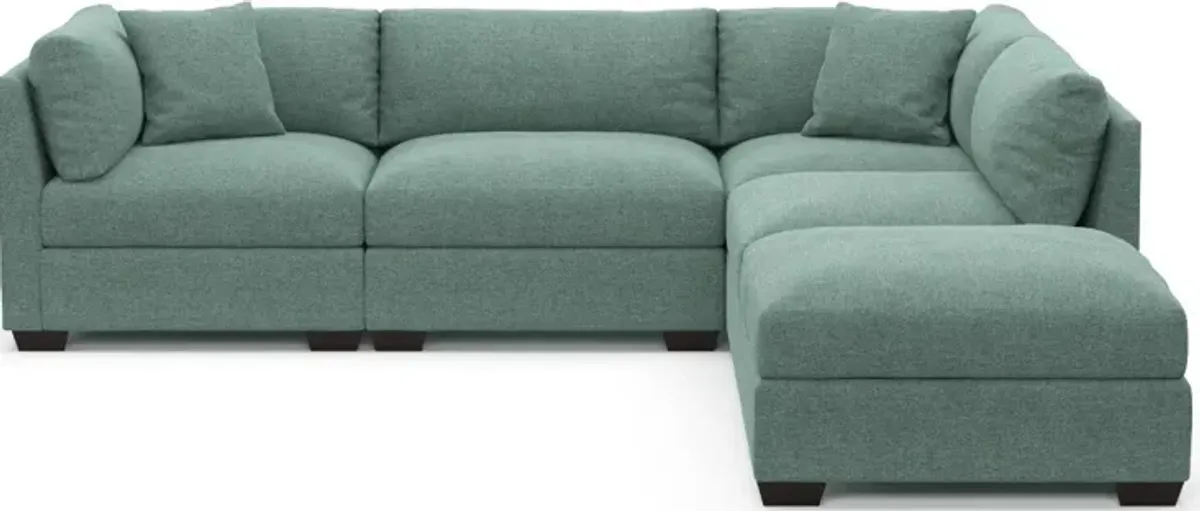 Beckham Foam Comfort 4-Piece Sectional and Ottoman - Bridger Jade