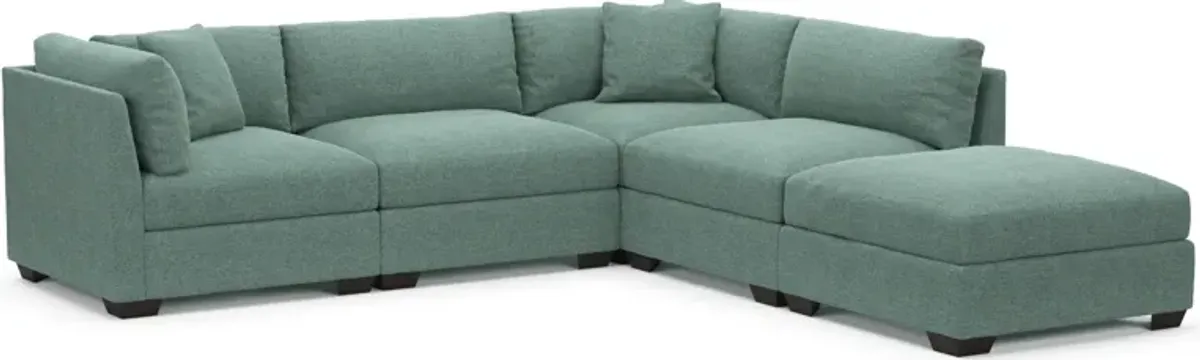 Beckham Foam Comfort 4-Piece Sectional and Ottoman - Bridger Jade