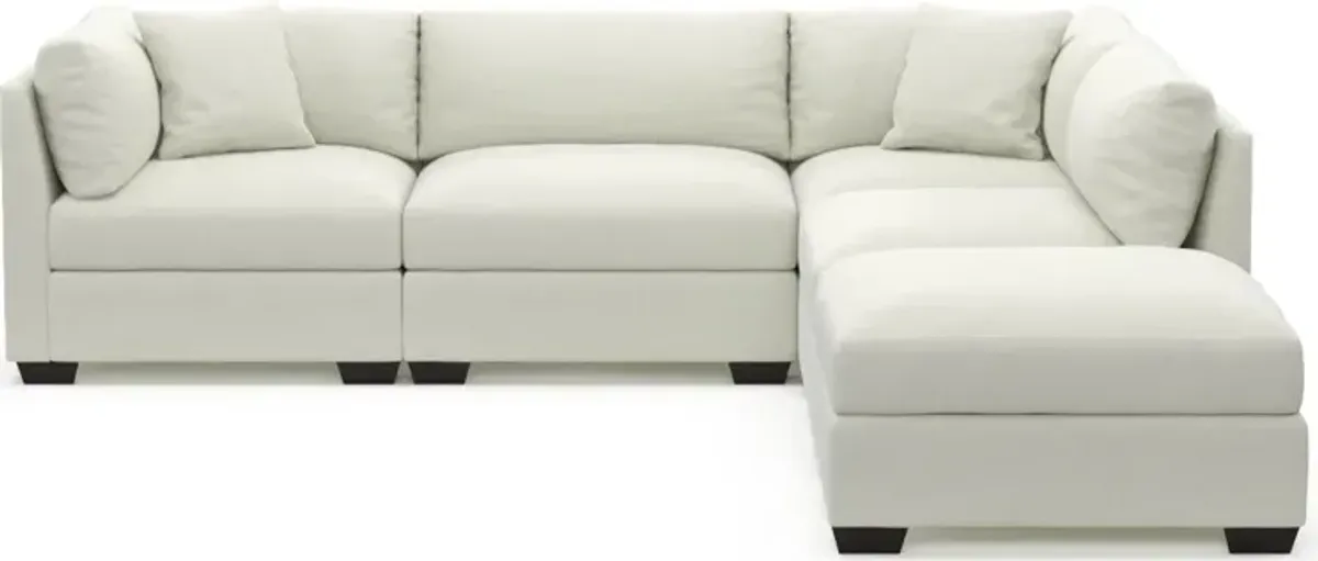 Beckham Foam Comfort 4-Piece Sectional and Ottoman - Liv Arctic