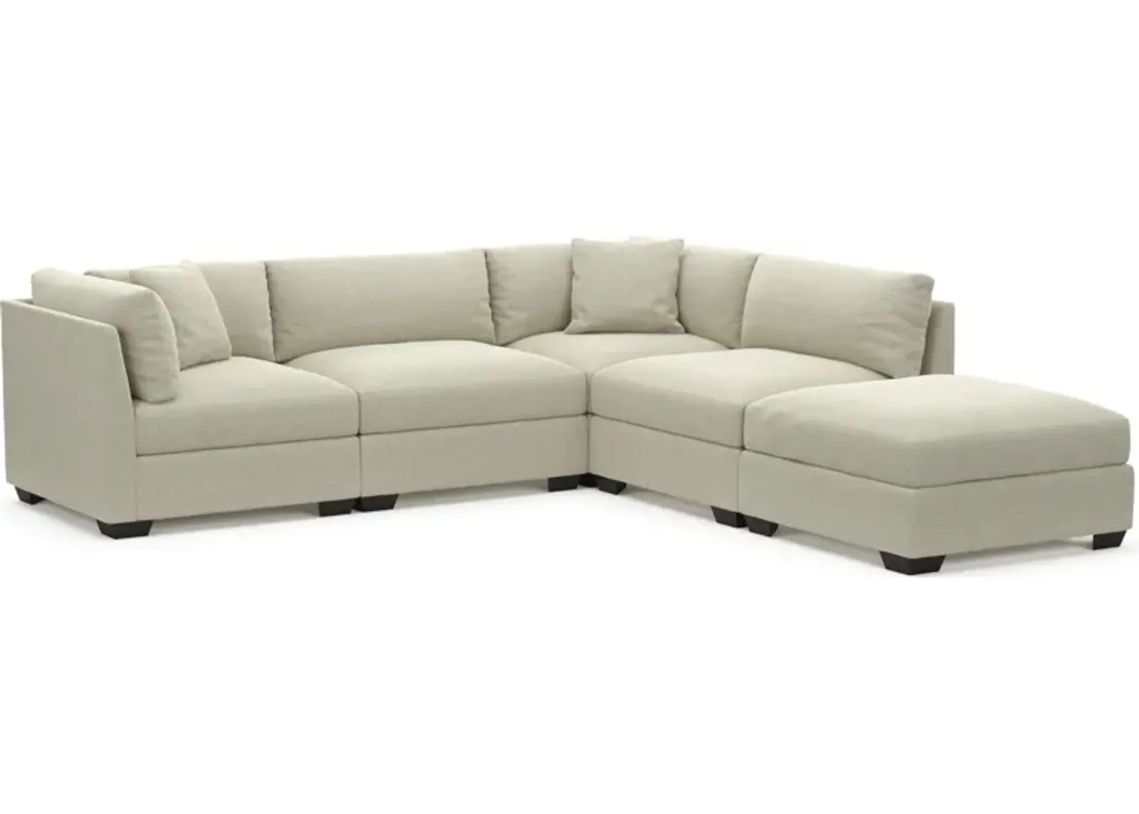 Beckham Foam Comfort 4-Piece Sectional and Ottoman - Liv Dove