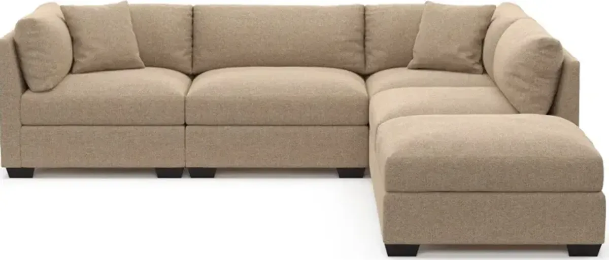 Beckham Foam Comfort 4-Piece Sectional and Ottoman - Liv Wicker