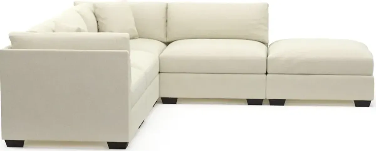 Beckham Foam Comfort 4-Piece Sectional and Ottoman - Fincher Ivory