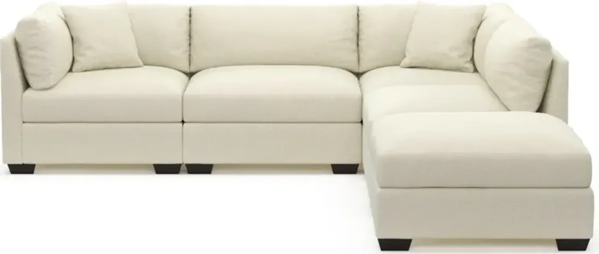 Beckham Foam Comfort 4-Piece Sectional and Ottoman - Fincher Ivory